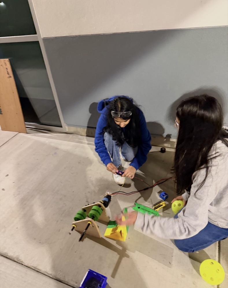 Khushi working on the Lime Launcher robotics project
